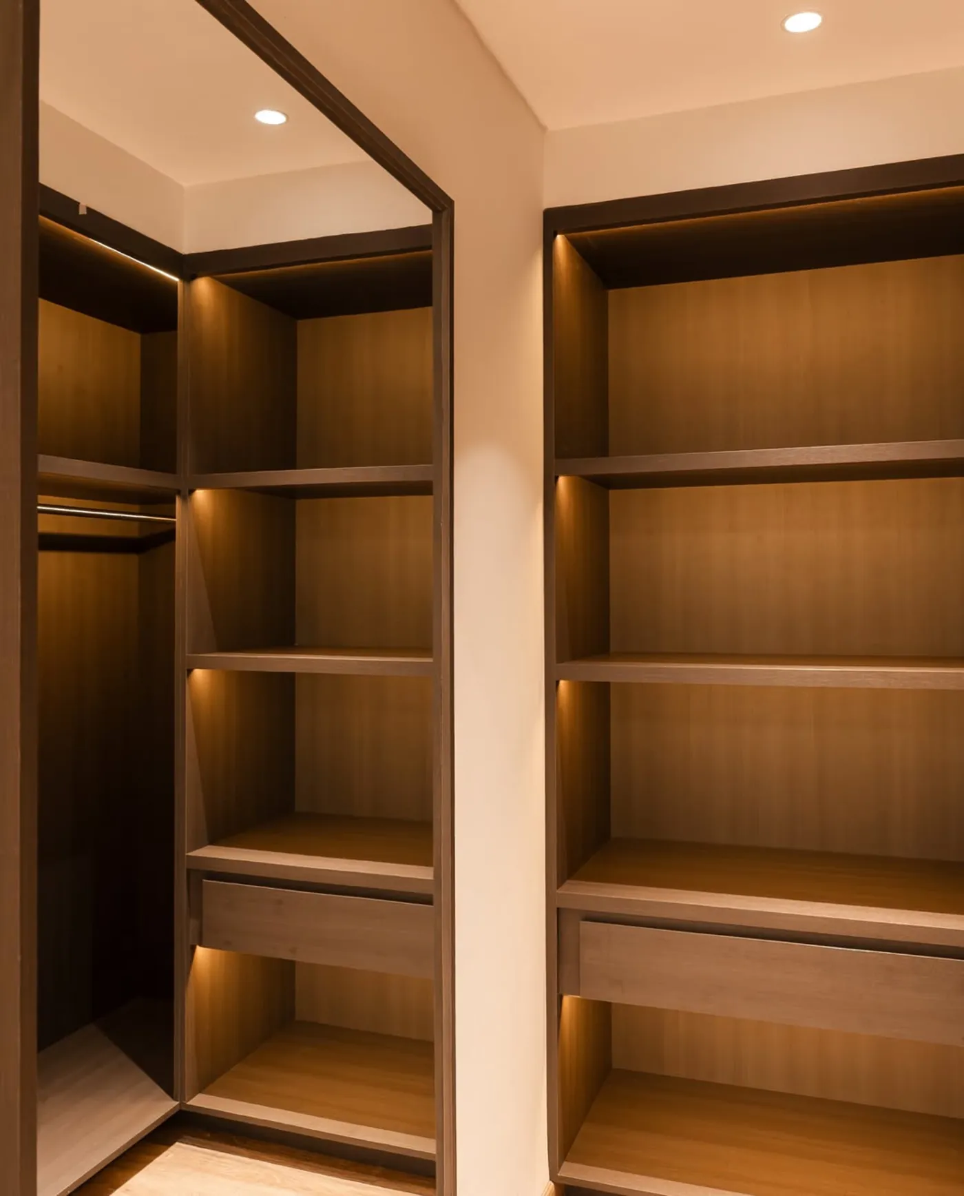 Walk in wardrobe produced in our workshop and fitted on site